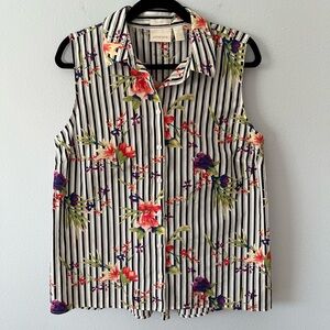 Chico's Floral Sleeveless Blouse - Black and Multicolor
